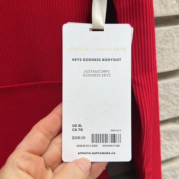 Athleta X Alicia Keyes Goddess Full Length Red Ribbed Zip Jumpsuit - Picture 10 of 16